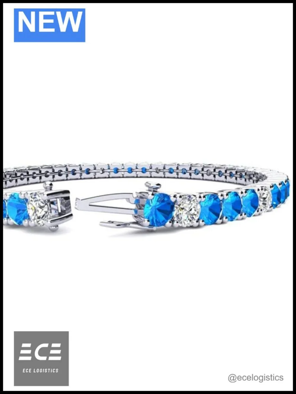 11 Carat Simulated Gemstone Tennis Bracelet 14K White Gold Plated 925 Sterling